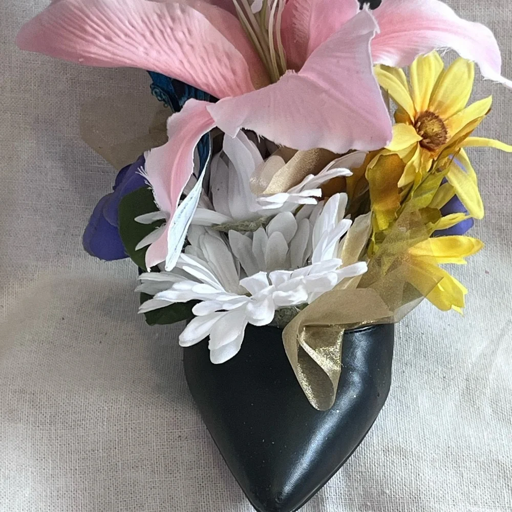 Runway For Hope Elegant Floral Shoe Arrangement with Pink and Blue Accents